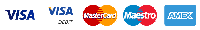 Visa, Visa Debit, MasterCard, Maestro, Amex