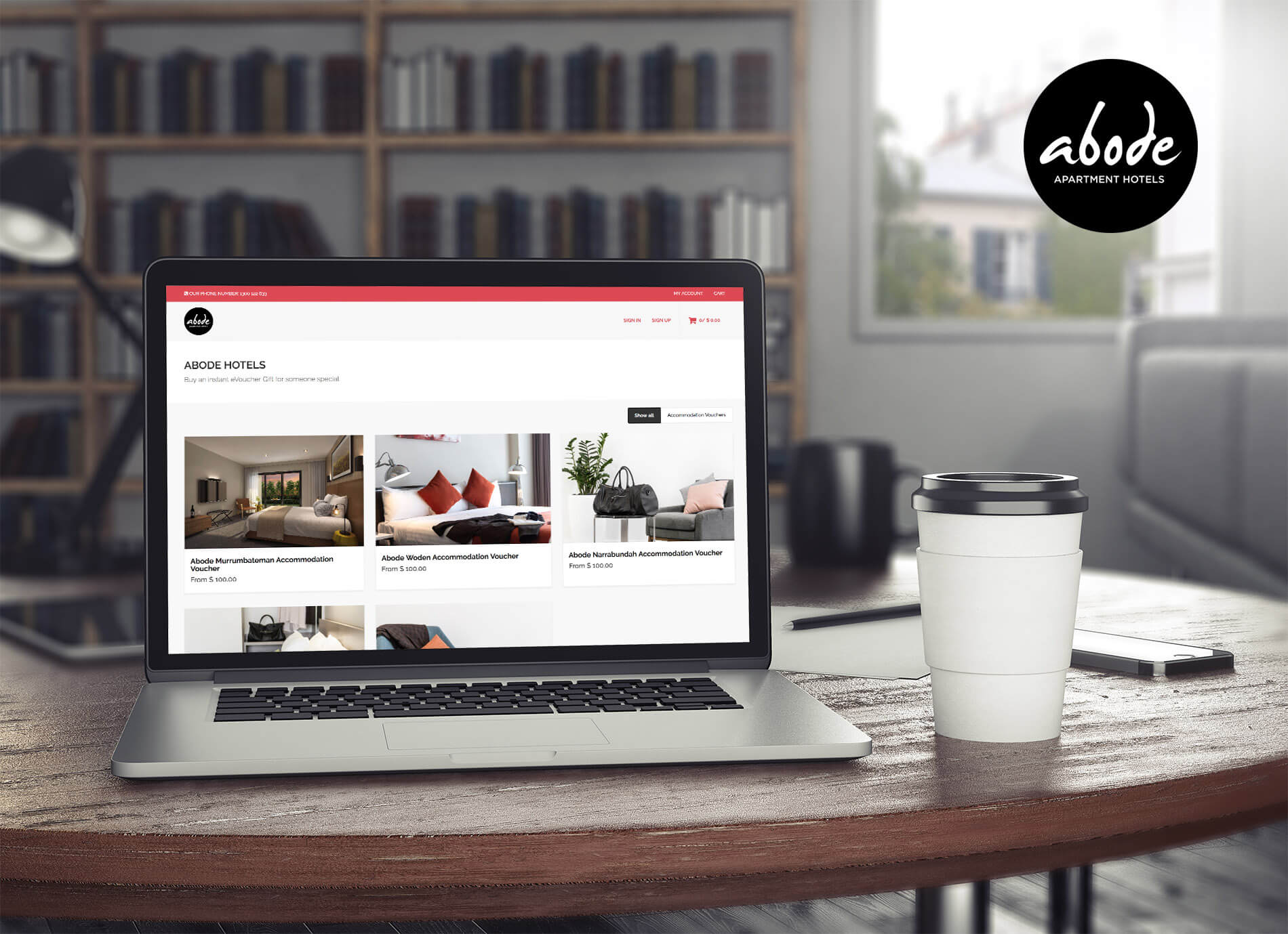 abode hotels voucher sales page mockup