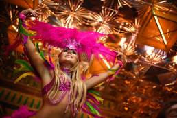 Viva Brazil Restaurants dancing girl with feather boa