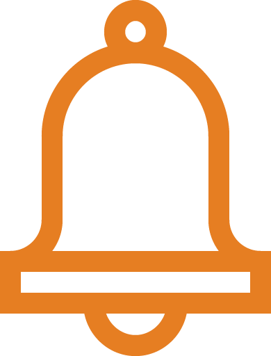 Notification bell icon in VoucherCart's brand orange