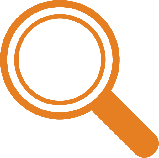 Magnifying glass icon in VoucherCart's brand orange