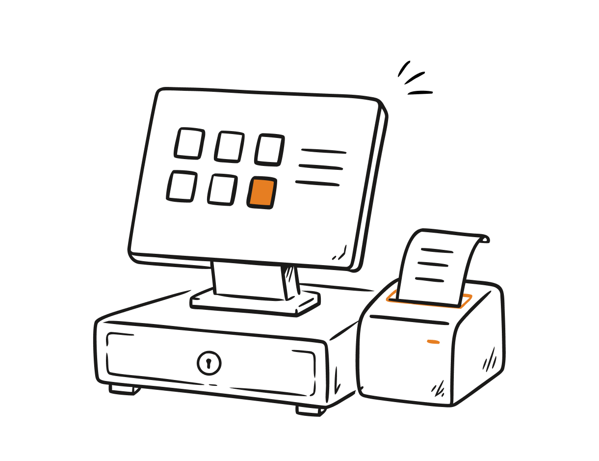Doodle of a POS till system.
